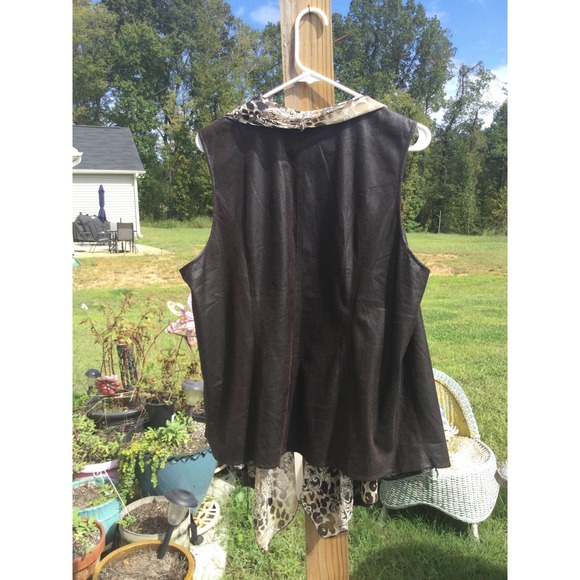 Easywear by Chico’s womens open scarf vest size 3 xl 16 faux leather cheetah - Picture 6 of 10